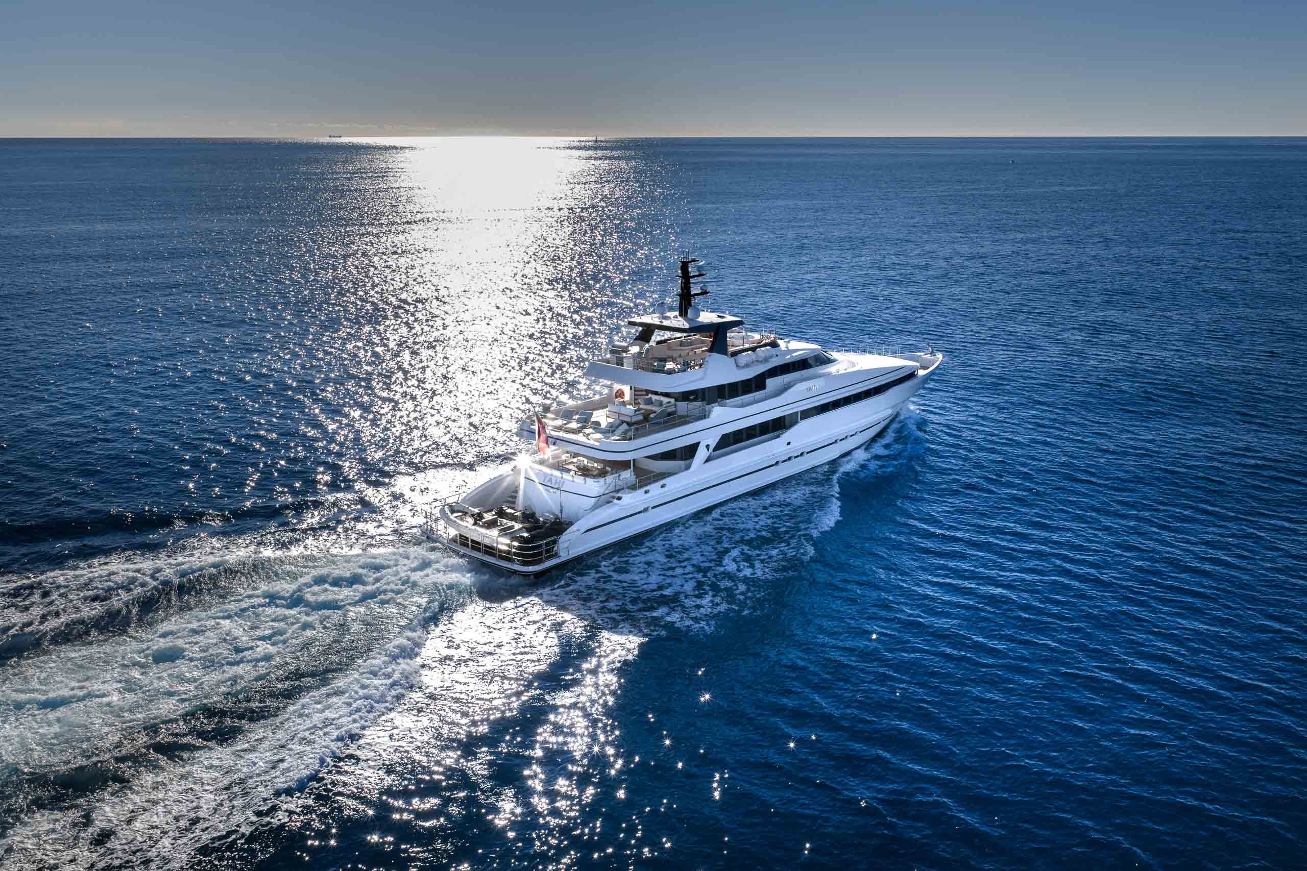 Superyacht Tahi dramatic backlight Mediterranean cinematic atmosphere - Azur Photo Yacht